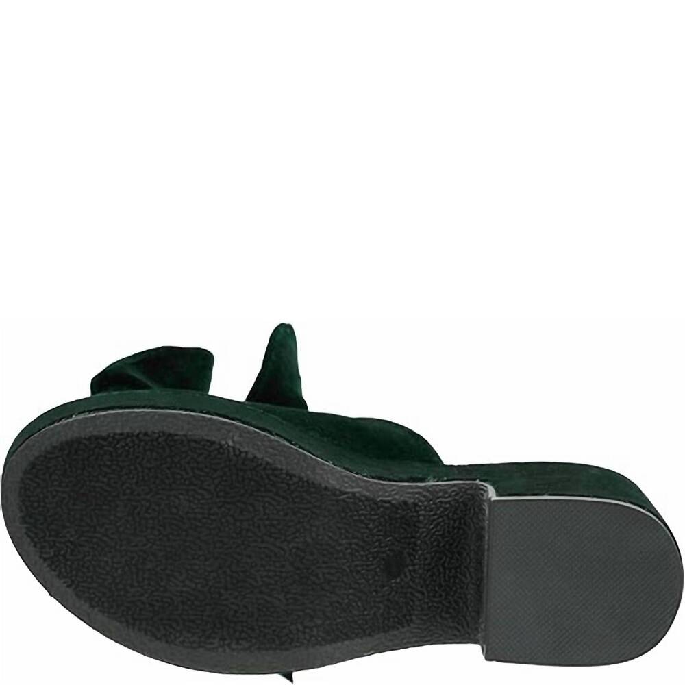 NEW CORKYS FOOTWEAR women's put a bow on it velvet heeled sandal in green - Picture 7 of 7